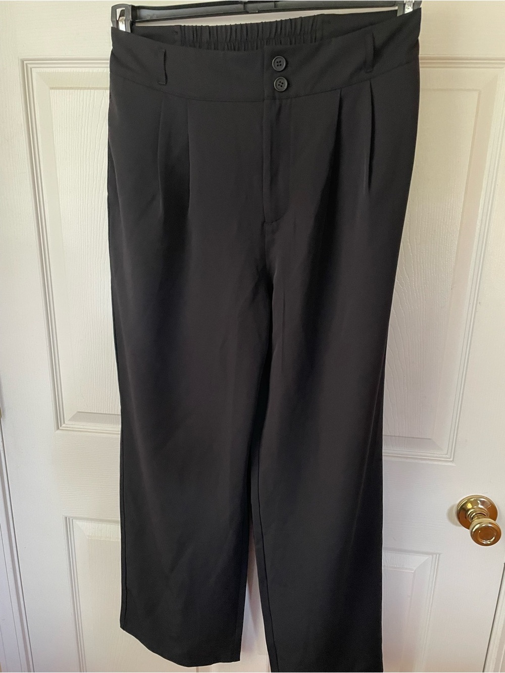 Halara Wide Leg Pants L Black High Rise Stretch Tailored Chic